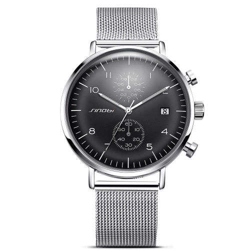 -***NEW SINOBI  CHRONOGRAPH~MULTIFUNCTION~ MILANESE STRAP WATCH*