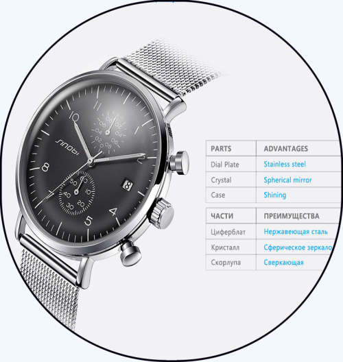 -***NEW SINOBI  CHRONOGRAPH~MULTIFUNCTION~ MILANESE STRAP WATCH*