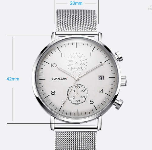 -***NEW SINOBI  CHRONOGRAPH~MULTIFUNCTION~ MILANESE STRAP WATCH*