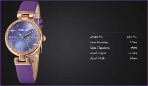 From UK* Magnifisant*Taylor Cole Lady Georgeos PURPLE Leather Band  Luxury Watch*