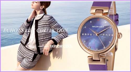 From UK* Magnifisant*Taylor Cole Lady Georgeos PURPLE Leather Band  Luxury Watch*