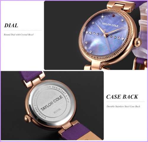 From UK* Magnifisant*Taylor Cole Lady Georgeos PURPLE Leather Band  Luxury Watch*