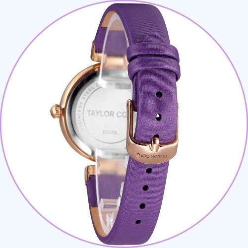From UK* Magnifisant*Taylor Cole Lady Georgeos PURPLE Leather Band  Luxury Watch*