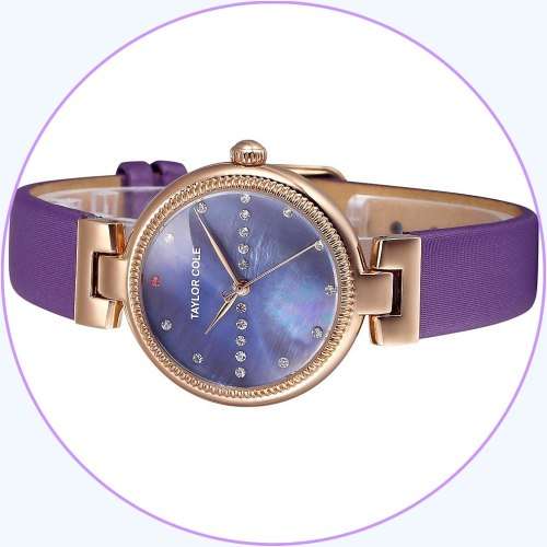 From UK* Magnifisant*Taylor Cole Lady Georgeos PURPLE Leather Band  Luxury Watch*