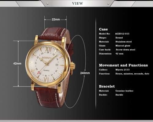 * Luxury Gold Case Brown Leather Date Men Quartz Dress Wrist Watch*FULL HOUSE!* FREE SHIPPING*