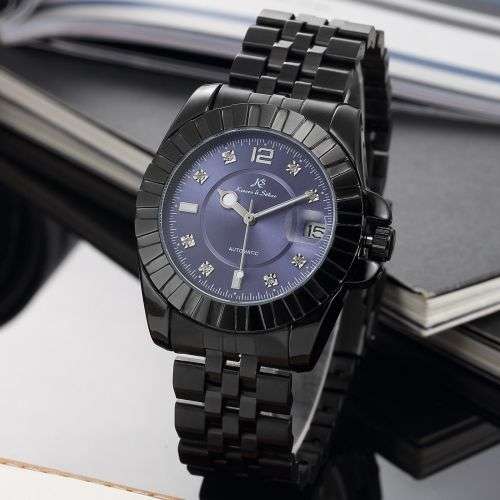 *KS Blue Dial/Black Stainless Steel Date Automatic Mechanical Fashion Men's* Book,Box and Papers*