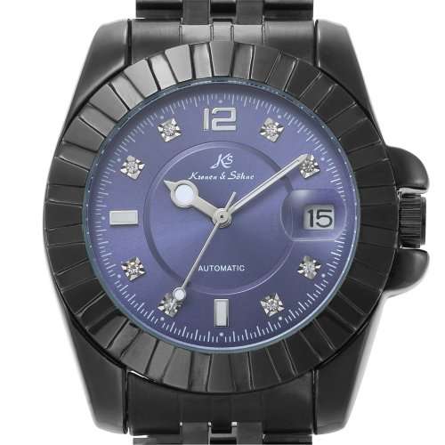 *KS Blue Dial/Black Stainless Steel Date Automatic Mechanical Fashion Men's* Book,Box and Papers*