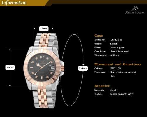 *KS Blue Dial/Black Stainless Steel Date Automatic Mechanical Fashion Men's* Book,Box and Papers*