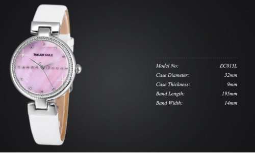 From UK* Magnifisant*Taylor Cole Lady Georgeos White Leather Band  Luxury Watch*