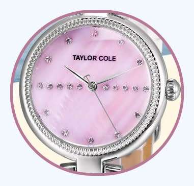 From UK* Magnifisant*Taylor Cole Lady Georgeos White Leather Band  Luxury Watch*