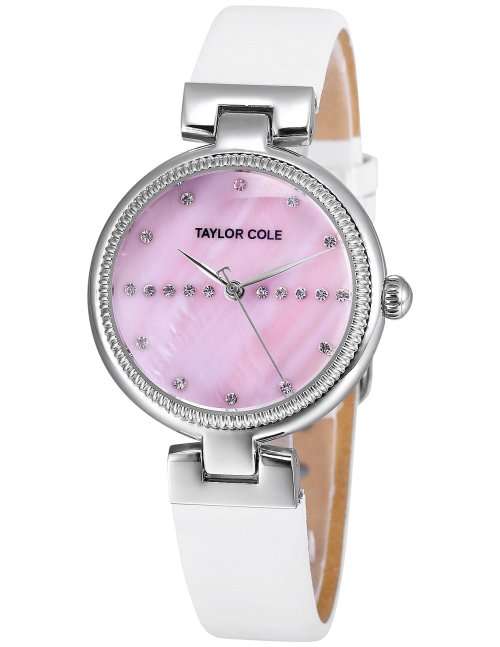 From UK* Magnifisant*Taylor Cole Lady Georgeos White Leather Band  Luxury Watch*