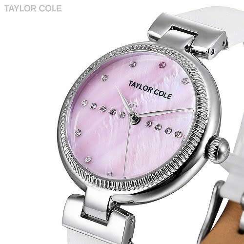 From UK* Magnifisant*Taylor Cole Lady Georgeos White Leather Band  Luxury Watch*