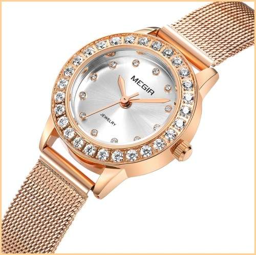 * Magnifisant*Megir Lady* Georgeos Rose Gold Steel Band  Luxury Watch*Box,book & Papers!
