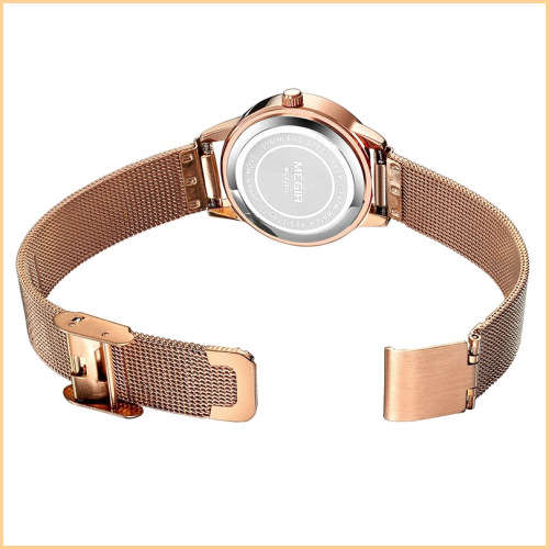 * Magnifisant*Megir Lady* Georgeos Rose Gold Steel Band  Luxury Watch*Box,book & Papers!