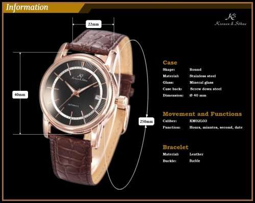 *KS Imperial*  Black Dial Gold Case Automatic Mechanical Mens **Analog Wrist Watch*FULL HOUSE!