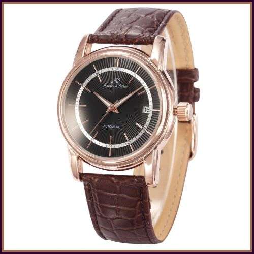 *KS Imperial*  Black Dial Gold Case Automatic Mechanical Mens **Analog Wrist Watch*FULL HOUSE!