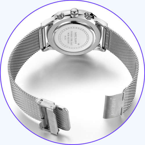 Megir 2011 - Chronograph Watch * 6 HANDS*  Silver *