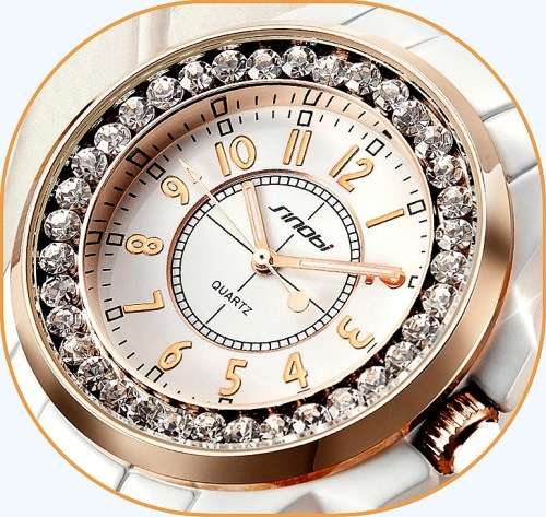 -***$59* --***LADIES **SWAROVSKI CRYSTAL ENCRUSTED ~SINOBI~GOLD/WHITE  QUARTZ Watch -
