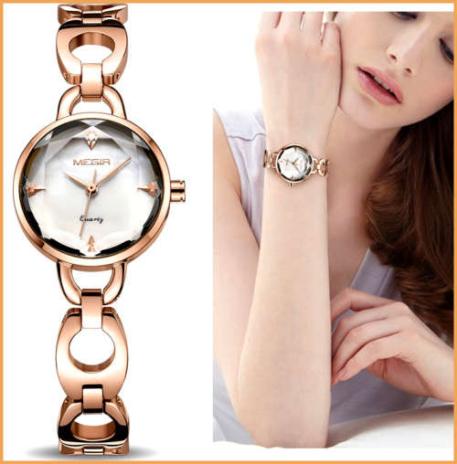 **Megir 4173  - Ladies Dainty Feminine Serious Small ROSE GOLD Watch**
