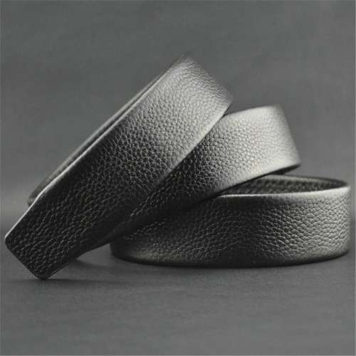 ** Men *  Quality Black/Silver Buckle Black Leather Automatic Waist Belt