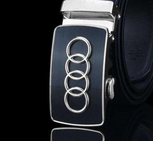 ** Men *  Quality Black/Silver Buckle Black Leather Automatic Waist Belt