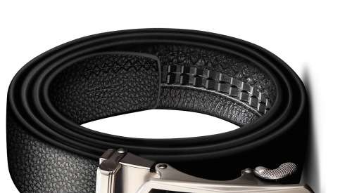** Men *  Quality Black/Silver Buckle Black Leather Automatic Waist Belt