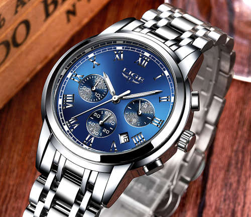 *CLASSIC- Relogio Masculion LIGE 9810* Top Luxury*FULL Steel*6 Hands* Chronograph Watch*FULL HOUSE!