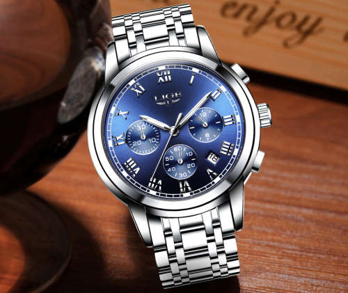 *CLASSIC- Relogio Masculion LIGE 9810* Top Luxury*FULL Steel*6 Hands* Chronograph Watch*FULL HOUSE!