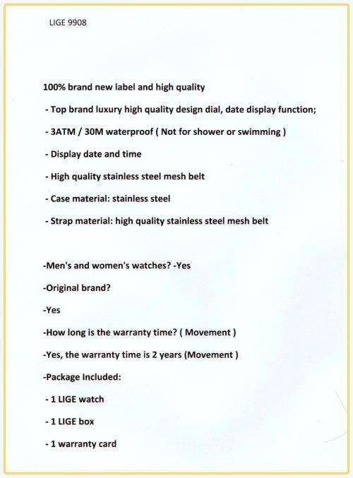 ** CLASSIC -Ladies Modern Trendy * BIG DIAL* LIGE 9908- Top Luxury All Steel *FULL HOUSE!