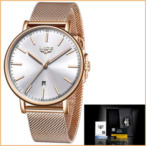 ** CLASSIC -Ladies Modern Trendy * BIG DIAL* LIGE 9908- Top Luxury All Steel *FULL HOUSE!