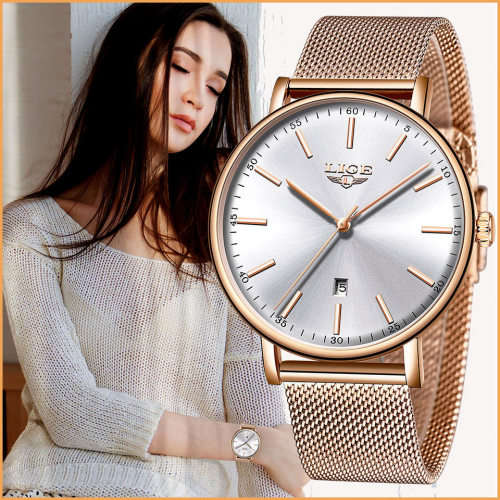 ** CLASSIC -Ladies Modern Trendy * BIG DIAL* LIGE 9908- Top Luxury All Steel *FULL HOUSE!