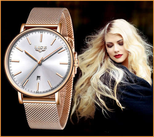 ** CLASSIC -Ladies Modern Trendy * BIG DIAL* LIGE 9908- Top Luxury All Steel *FULL HOUSE!