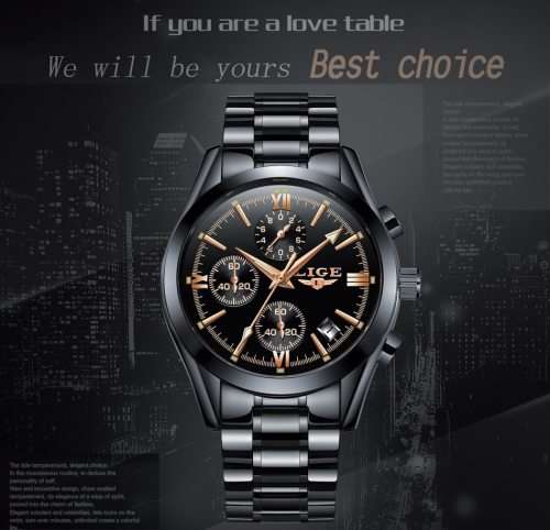 ** CLASSIC -  Relogio Masculion LIGE 9839 Top Luxury All Steel *6 Hands* Chronograph Watch Men