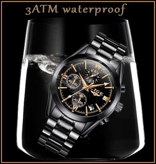 ** CLASSIC -  Relogio Masculion LIGE 9839 Top Luxury All Steel *6 Hands* Chronograph Watch Men