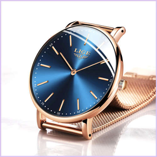 ** CLASSIC - Ladies~ Modern Trendy * BIG DIAL* LIGE 9895- Luxury All Steel *FREE SHIPPING*