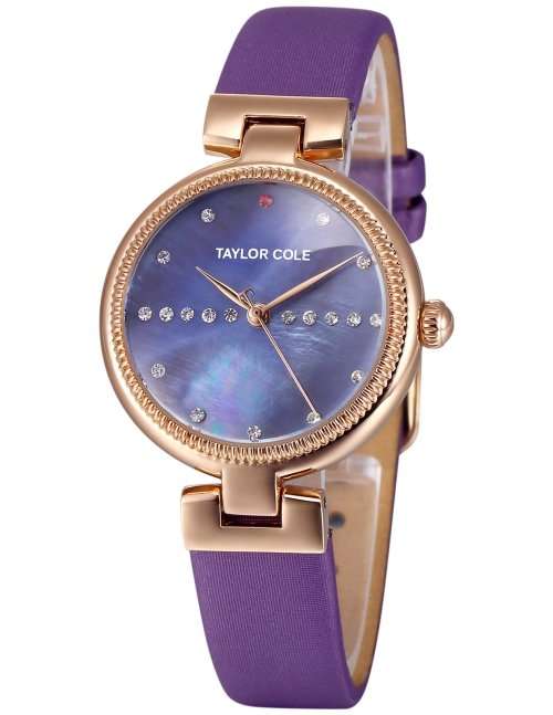 From UK* Magnifisant*Taylor Cole Lady Georgeos PURPLE Leather Band  Luxury Watch*