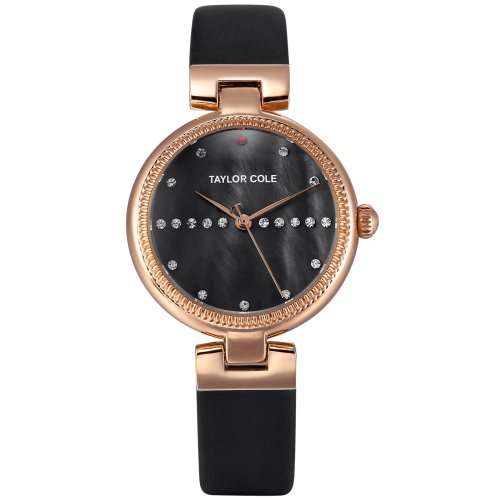 From UK* ($89.00) Magnifisant*Taylor Cole Lady Georgeos Black Leather Band  Luxury Watch*