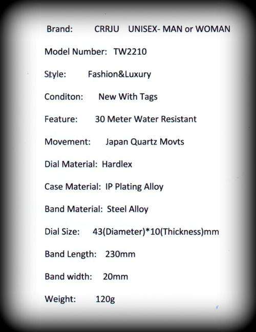 -Free Shipping : ~CCRJU* SOLID BUILT BIG DIAL WATCH~ ROSE GOLD