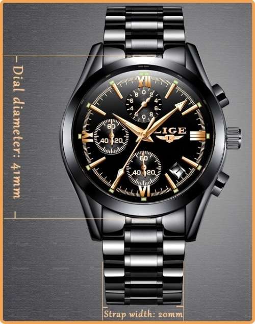 ** CLASSIC -  Relogio Masculion LIGE 9839 Top Luxury All Steel *6 Hands* Chronograph Watch Men