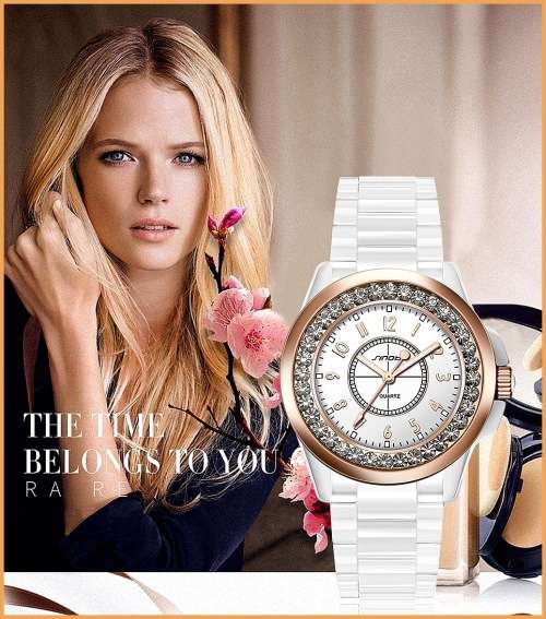 -***$59* --***LADIES **SWAROVSKI CRYSTAL ENCRUSTED ~SINOBI~GOLD/WHITE  QUARTZ Watch -