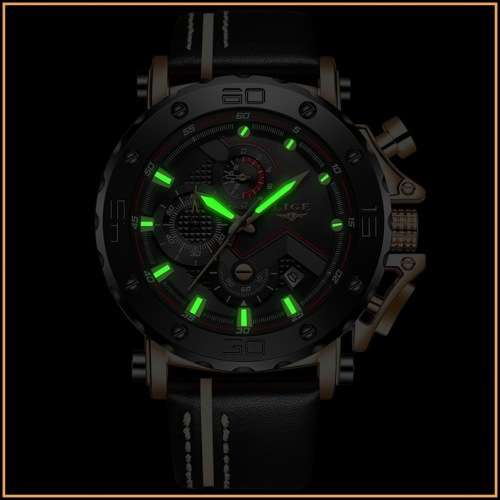 ** $89**  Relogio Masculion* DEEP DISH* LIGE 9899 Top Luxury *6 Hands* Chronograph Watch Men*