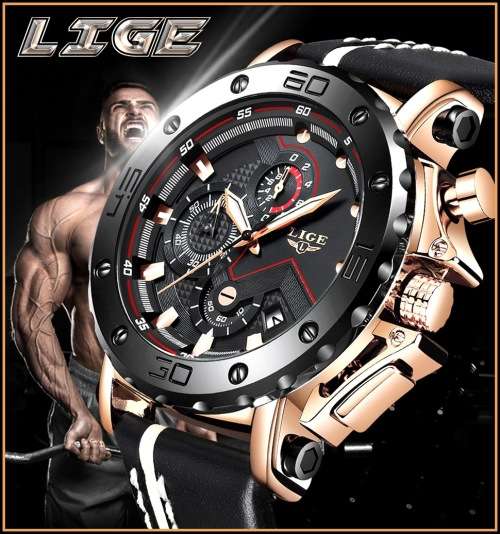** $89**  Relogio Masculion* DEEP DISH* LIGE 9899 Top Luxury *6 Hands* Chronograph Watch Men*