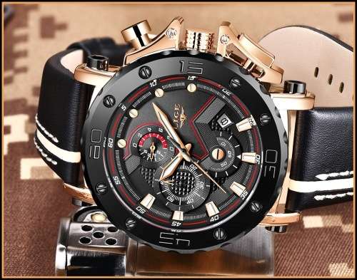 ** $89**  Relogio Masculion* DEEP DISH* LIGE 9899 Top Luxury *6 Hands* Chronograph Watch Men*