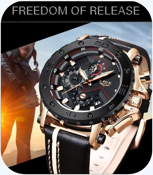 ** $89**  Relogio Masculion* DEEP DISH* LIGE 9899 Top Luxury *6 Hands* Chronograph Watch Men*