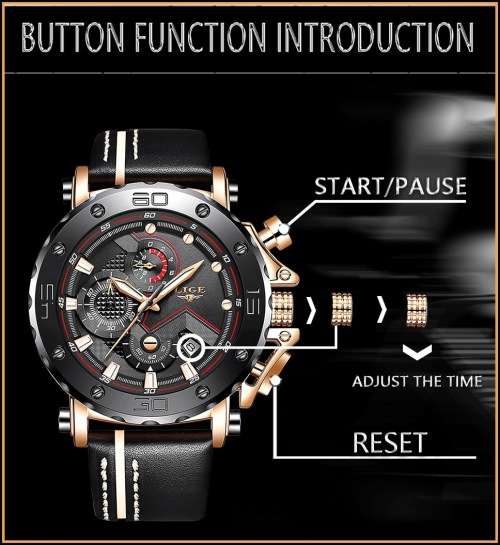 ** $89**  Relogio Masculion* DEEP DISH* LIGE 9899 Top Luxury *6 Hands* Chronograph Watch Men*