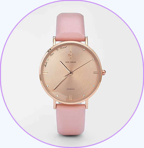 -$59-** BEAUTIFUL UNIQUE* Elixer Rose** Big RoseGold Dial Pink Leather Belt.