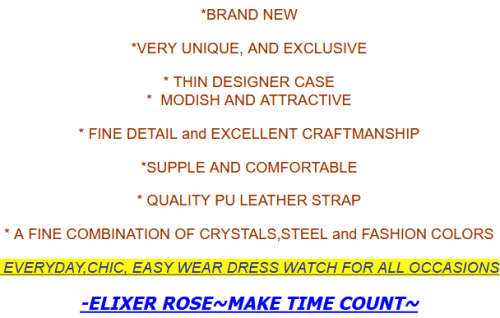 -$59-** BEAUTIFUL UNIQUE* Elixer Rose** Big RoseGold Dial Pink Leather Belt.