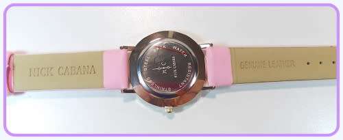 -$59-** BEAUTIFUL UNIQUE* Elixer Rose** Big RoseGold Dial Pink Leather Belt.