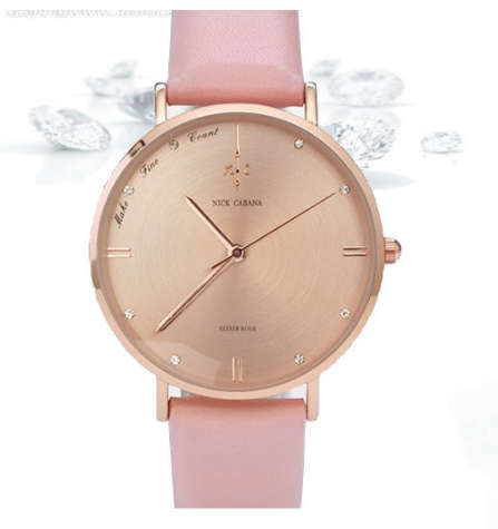 -$59-** BEAUTIFUL UNIQUE* Elixer Rose** Big RoseGold Dial Pink Leather Belt.
