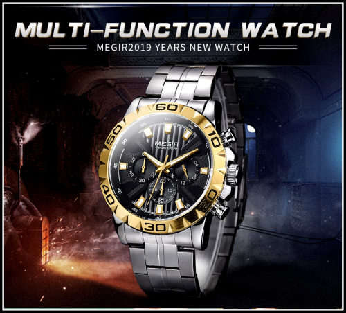 *** Megir (2087)  Brand** Top Watch* New Style  Big Luxury Men Quartz Watch CHRONOGRAPH * 6 HANDS *